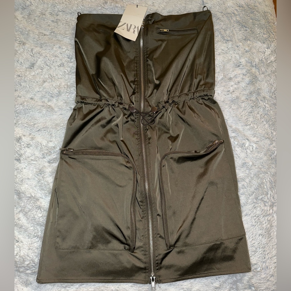 Zara Dark Green off-the-shoulder Dress!